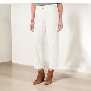 Democracy Skyrise Corduroy Paperbag Waist Pant with Roll Cuff, Pale Ston…